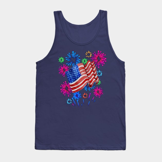 American Flag Fireworks Fourth of July Tank Top by letnothingstopyou